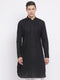 Vastramay Men's Black Cotton Linen Blend Kurta